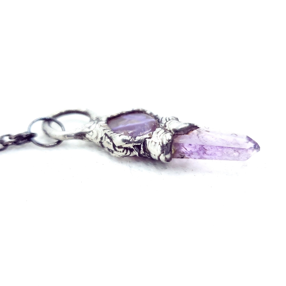 Charoite and amethsyt Crystal Necklace Handmade Jewelry Gothic style - Picture 11 of 13